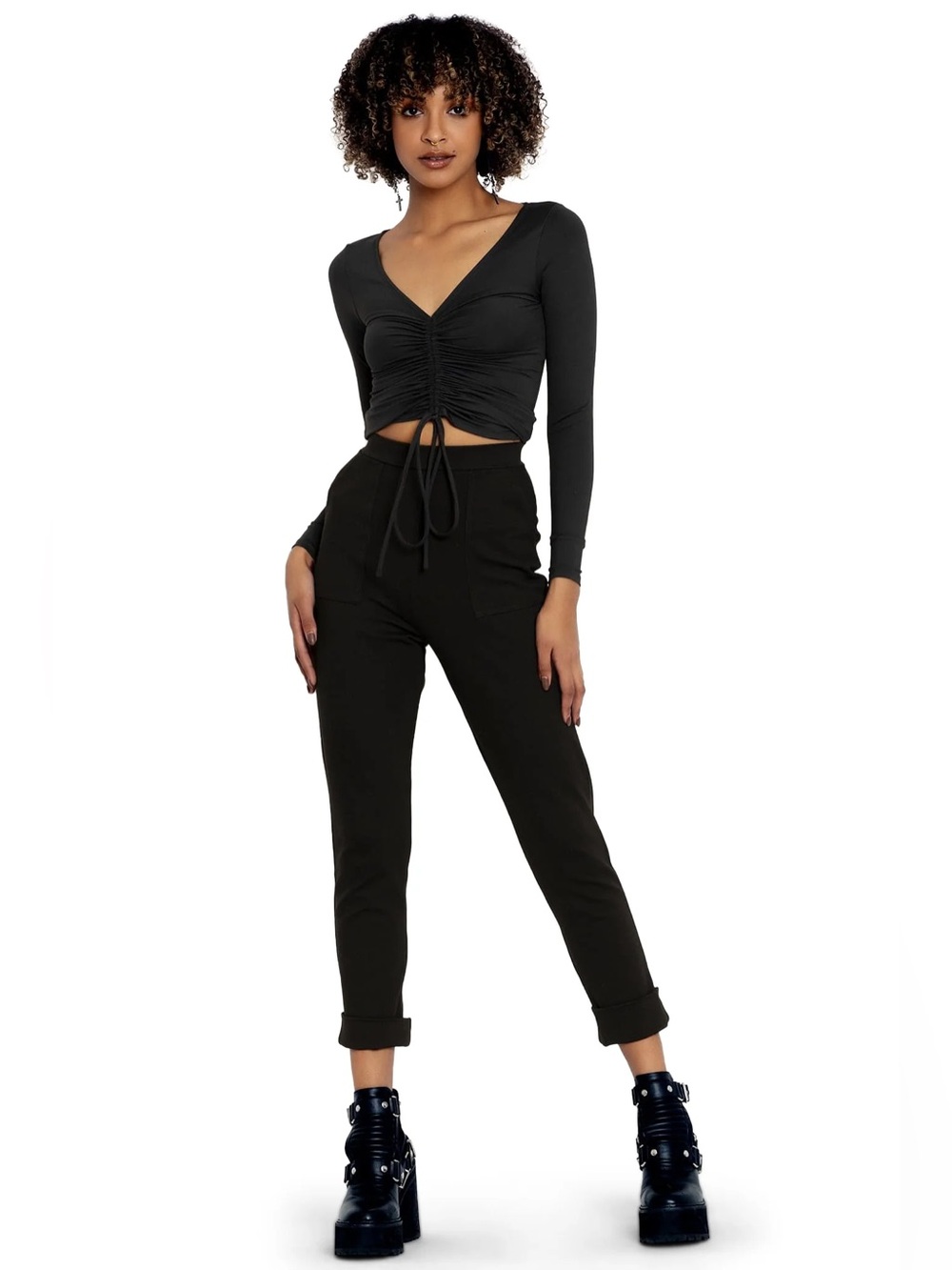 NWOT Blackmilk Push It Ponte Black Ankle-Length High-Waist Slim Pants